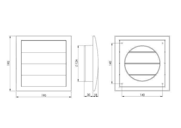 Ventilajsonsrist Ø124 mm selvlukkende